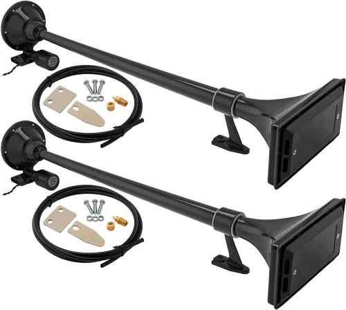 Miniatura 10 de Vixen Horns Bocina de tren para barco/camión/coche. Bocina de aire impermeable cromada trompeta individual (grande) + cubierta. Db súper fuerte.