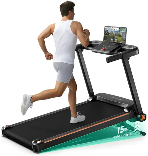 YUEJIQI 3220S Treadmills for Home, 15% Auto Incline, 3.5HP Quiet Brushless, 300Lbs Capacity, 16"x42" Wide Running Belt, Max 8.5 MPH, One-Touch