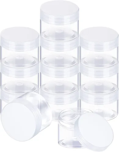 Miniatura 69 de SATINIOR Paquete de 12 frascos de plástico con tapas, frascos redondos para cosméticos de viaje, para artículos de tocador, loción, crema