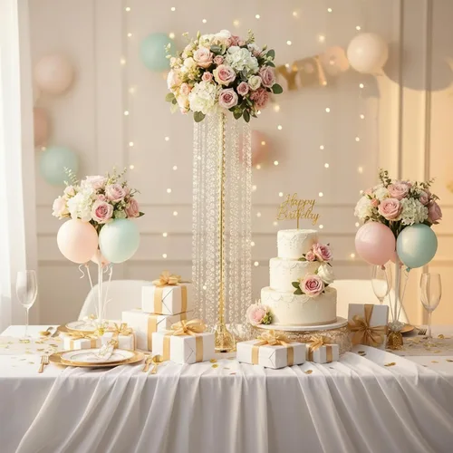 Miniatura 6 de Jarrones de boda de metal de 35.4 pulgadas de alto para centros de mesa: juego de 2 soportes de flores con cristales acrílicos, elegantes soportes