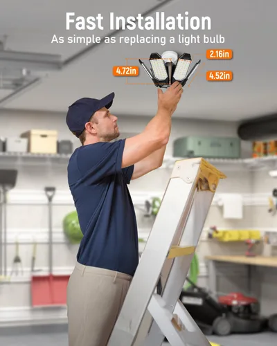 Miniatura 3 de Adiding Luz LED de garaje con 6 paneles deformables para sótano, paquete de 6, se atornilla en casquillo de bombilla E26 E27, súper brillante