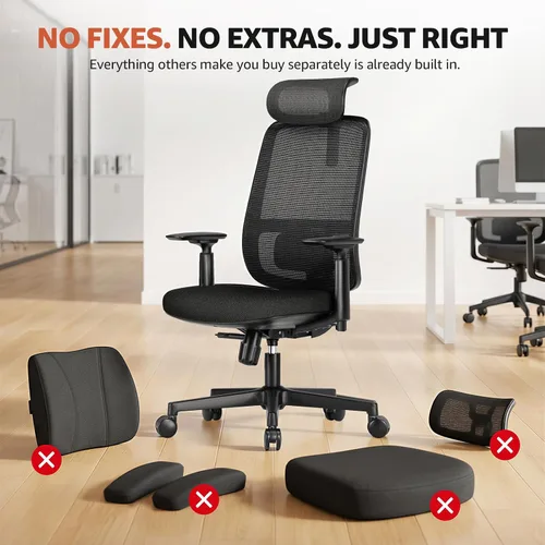Miniatura 10 de ErgoSift M1 Silla ergonómica de malla para oficina, silla de escritorio de oficina en casa con soporte lumbar ajustable, cómoda silla