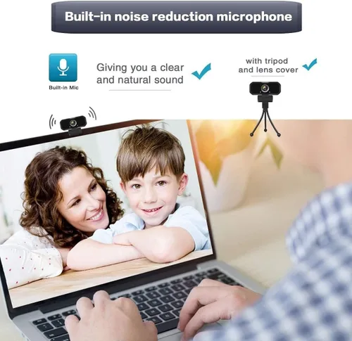 Miniatura 4 de Webcam 1080p HD interruptor de computadora 2 cámaras - Micrófono portátil USB PC Webcam con soporte para trípode, transmisión en vivo de 110 grados