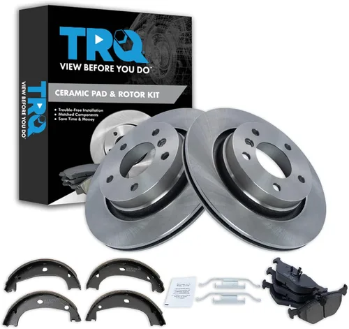 Miniatura 56 de TRQ Kit de pastillas de freno y rotor Posi trasero premium con zapatas de estacionamiento para camión GM SUV