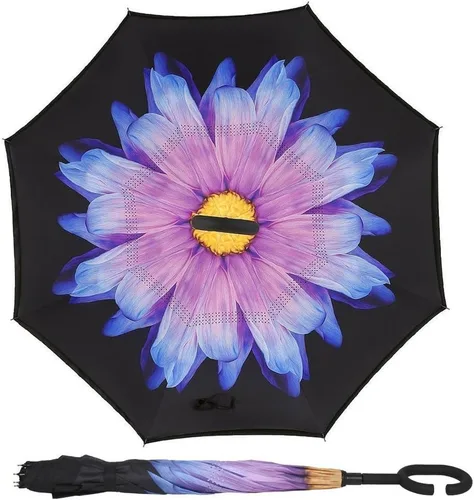 Miniatura 9 de Owen Kyne - Paraguas reversible y plegable de doble capa a prueba de viento, con soporte propio de diseño invertido, protección contra la lluvia
