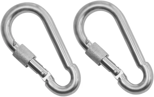 Miniatura 6 de Mosquetón de bloqueo de tornillo de pulgar de acero inoxidable resistente, ganchos de enlace de clip a presión. Carga de 200 a 400 libras. 6