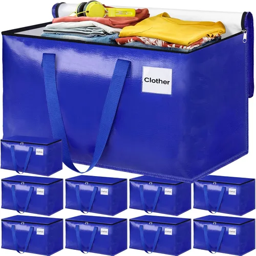 Miniatura 9 de Bolsas de mudanza extra grandes, bolsas de almacenamiento con asas de estudio y cremalleras resistentes, suministros de mudanza para mudanza