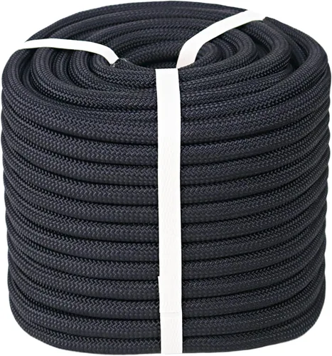 Cuerda de poliéster doble trenzada (1/2 pulgada x 50 pies), cuerda de aparejo de arborista fuerte, 48 hebras para trabajo en árboles, escalada,