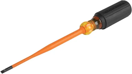 Klein Tools 6916INS - Destornillador aislado de punta delgada de 1000 V, fabricado en EE. UU., Destornillador con vástago redondo de 6 pulgadas,