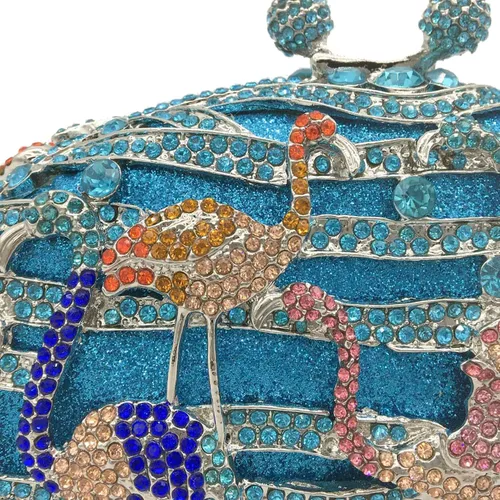 Miniatura 4 de Elegante flamenco embrague mujeres cristal noche monederos y bolsos lujo boda fiesta nupcial rhinestone bolsa