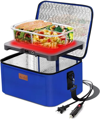 Aotto Horno portátil, lonchera eléctrica, calentador de alimentos – 12 V/24 V/110 V 3 en 1 calentador de alimentos para coche – Fiambrera térmica