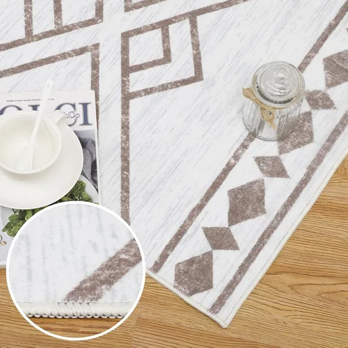 Miniatura 6 de FairOnly Alfombra bohemia de 2 x 6 pies, alfombra moderna marroquí geométrica para pasillo, alfombra lavable para interiores, antideslizante