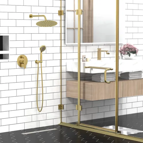 Miniatura 6 de SR SUN RISE Grifo de ducha – Sistema multifuncional de cabezal de ducha de alta presión con accesorios de cabezal de ducha de mano – Válvula Oro