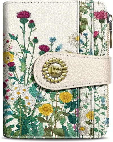 Miniatura 9 de Kelvoris Cartera pequeña Rfid para mujer, plegable, con cremallera, bolsillo para monedas, piel sintética, compacto, para tarjetas de crédito