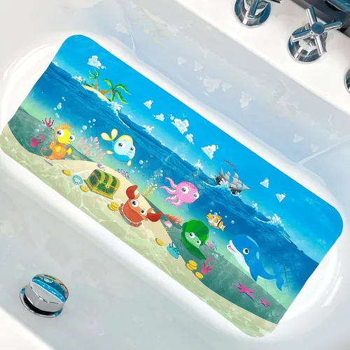 Miniatura 10 de BOPPIE Tapete de baño antideslizante para bañera para niños, tapete de baño antideslizante para bañera, tapete de baño XL grande, 35 x 15 pulgadas