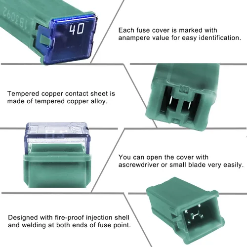 Miniatura 3 de 6 Piezas de Fusibles Altos Estándar de 40 amperios JCase en Forma de Caja Compatibles para Ford, Chevy, GM, Nissan, Toyota, Camiones, Coches y SUV