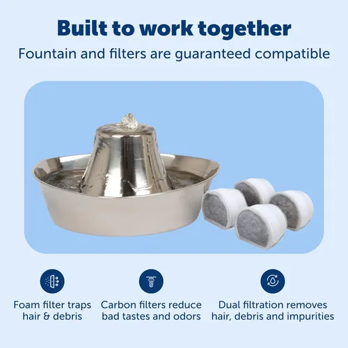 Miniatura 3 de PetSafe Seaside - Fuente de acero inoxidable para gatos y perros, filtros de agua adicionales y 1 bomba incluida, la torre crea un flujo relajante