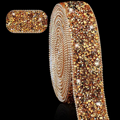 Miniatura 24 de Hicarer 3 yardas de cintas de diamantes de imitación de resina para boda, cinta autoadhesiva de diamantes de cristal, rollo de cinta de resina