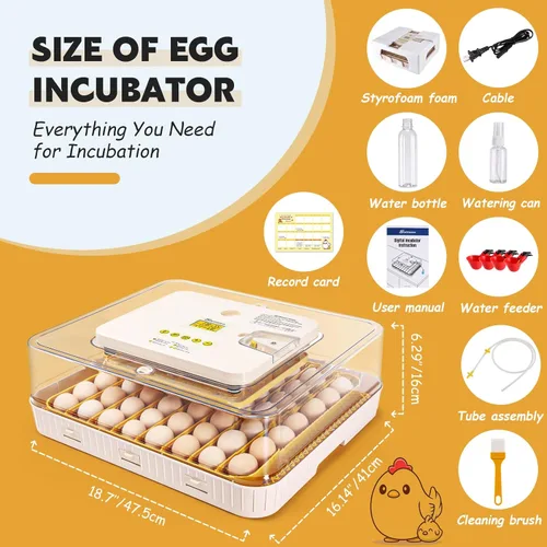 Miniatura 9 de Sailnovo Incubadora de 56 huevos para incubar huevos con giro automático de huevos y humidificación automática, vela de huevos, control de Blanco