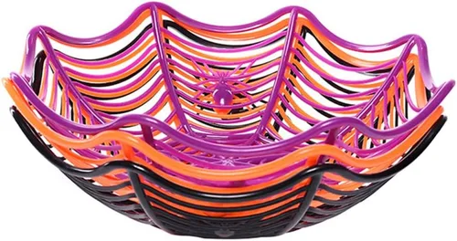 Miniatura 8 de Creative Spider Web Galleta Frutas Candy Plate Basket Bowl Halloween Funny Party Decor Negro