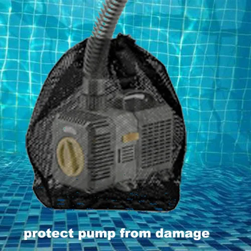 Miniatura 3 de Bolsa de malla para bomba de estanque, 2 paquetes de 12.2 x 15.9 pulgadas, bolsa de barrera de bomba con cordón, bolsas negras para piscina
