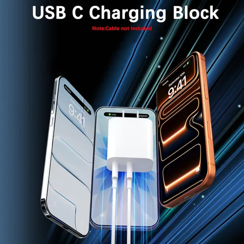 Miniatura 6 de Bloque de carga USB C, cargador rápido, paquete de 2 bloques de cargador de pared USB C rápido de 40 W, adaptador de corriente de enchufe de carga