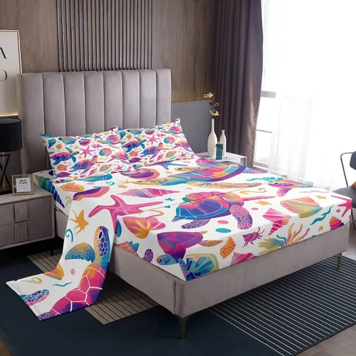 Miniatura 27 de Erosebridal Juego de sábanas de ballena náutica, tamaño individual, juego de ropa de cama vintage azul con ondas oceánicas para niños y niñas
