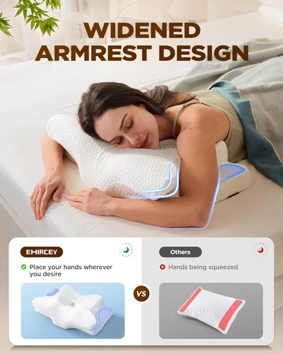 Miniatura 4 de Sleep Doctor - Almohada cervical para dormir, almohada ergonómica para dormir de lado, almohada ortopédica refrescante para aliviar el dolor, Azul