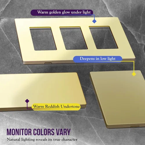 Miniatura 3 de ENERLITES Placa de pared ciega sin tornillos, cubierta de salida de dispositivo ciego segura para niños, tamaño estándar, 1-Gang 4.68 x 2.93 Dorado