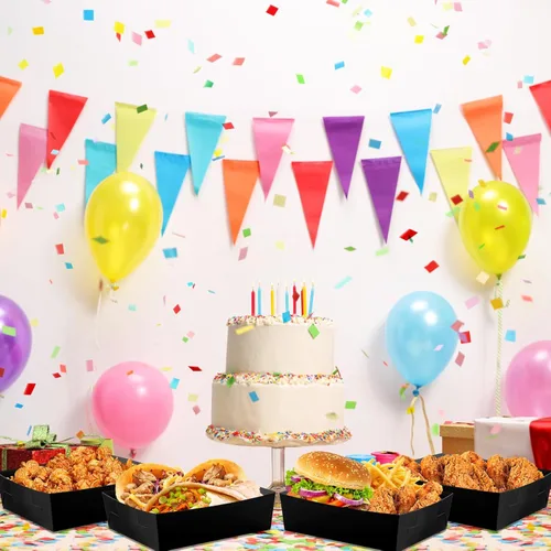 Miniatura 5 de Uiifan 50 bandejas de papel extra grandes de 5 libras desechables para alimentos, barco, nachos, bandejas para servir aperitivos, resistentes a