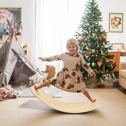 Miniatura 9 de Gentle Monster - Tabla de equilibrio oscilante de madera, juguete de madera natural Montessori para niños pequeños y adultos; juguete de aprendizaje