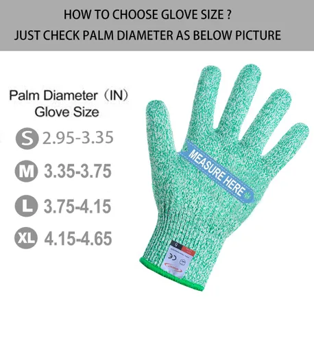 Miniatura 7 de Guantes resistentes a cortes, 2 pares de guantes resistentes a cortes de grado alimenticio, guantes de corte para cocina, pelado de ostras, Verde