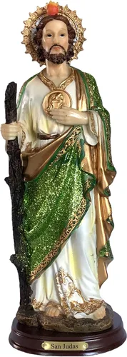 Gigi's Classy Kids Figura de estatua de San Judas Tadeo con purpurina de 12 pulgadas, regalo religioso de San Judas Tadeo Estatua