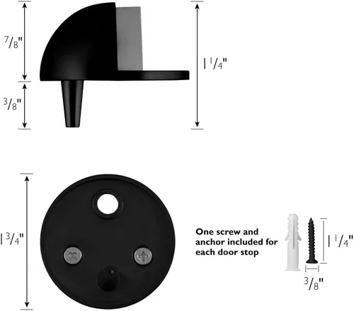 Miniatura 5 de Design House Design House 189134 - Protector de pared para puerta con tapón de goma, color negro mate, 5 unidades, 189134