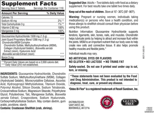 Miniatura 2 de Member's Mark Triple Strength Glucosamina Condroitina MSM (220 unidades)
