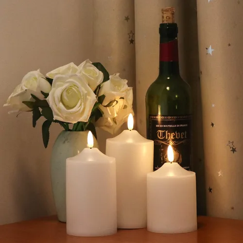 Miniatura 7 de Eldnacele Velas LED parpadeantes sin llama impermeables para exteriores con temporizador remoto, funciona con pilas, velas de plástico con mecha 3D