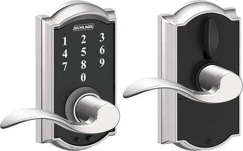 Miniatura 30 de Schlage - Cerradura táctil Camelot con picaporte Accent, cerradura de entrada electrónica sin llave (bronce envejecido, FE695 CAM 716 ACC)