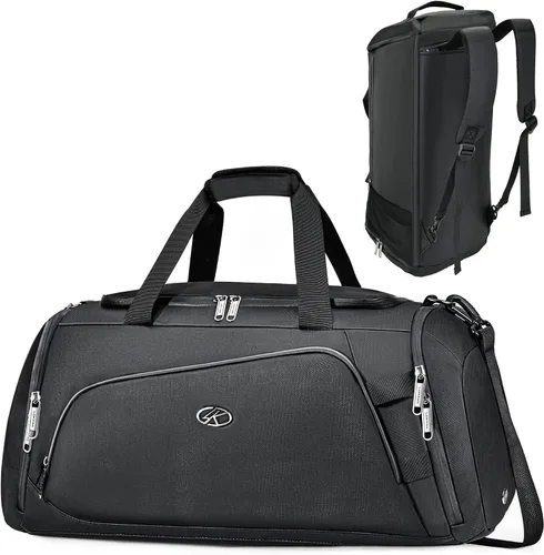 Bolsa de gimnasio impermeable para hombres y mujeres, bolsa de lona convertible grande de 50 L, mochila y bolsa de hombro para viajes, fin de