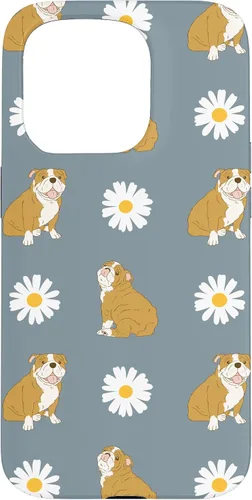 Miniatura 14 de Funda para iPhone 11 Pro English Bulldog and Daisy Flower Pattern Dusty Blue