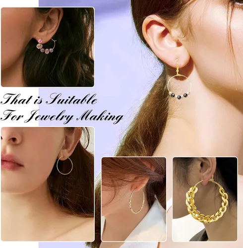 Miniatura 5 de TOAOB - 100 anillos encantadores de copa de vino de 0.98 pulgadas (0.984 in), aretes abiertos de oro con cuentas
