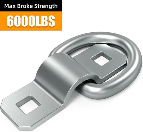 Miniatura 3 de 6 anillos en D de 3/8 pulgadas, resistentes anclajes de amarre para camiones, ganchos de acero de 6000 libras para remolques, barcos, camionetas
