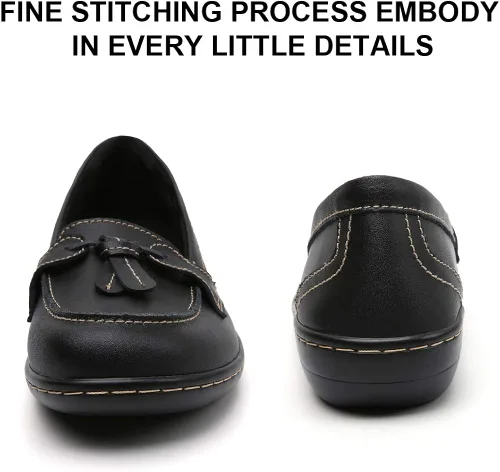 Miniatura 5 de Maichal Mocasines para mujer, zapatos planos de cuero cómodo con suela de goma