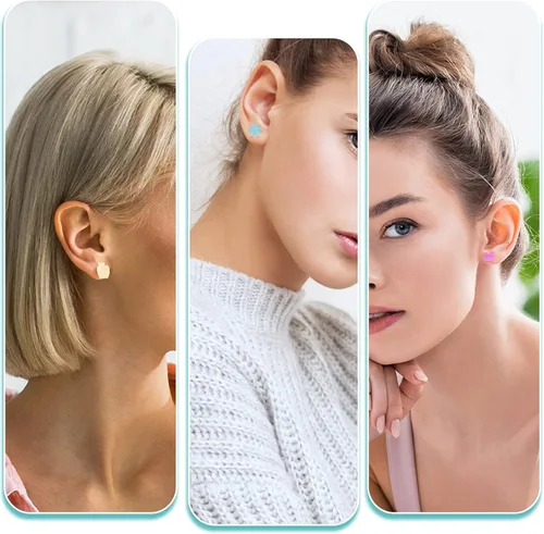 Miniatura 6 de Geiserailie 22 piezas de aretes de resina, diminutas joyas de silicona, moldes de fundición epoxi con aretes de acero inoxidable y parte trasera