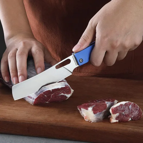 Miniatura 2 de ZhengSheng Cuchillo de chef plegable de 4.8 pulgadas, afilado 440A, hoja de acero inoxidable G10, mango de bolsillo, cuchillo de cocina plegable
