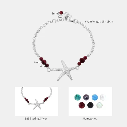 Miniatura 19 de Pulseras de plata de ley 925 con piedras preciosas para mujer, pulsera de piedra natal, pulseras minimalistas para mujer, pulsera de plata de ley
