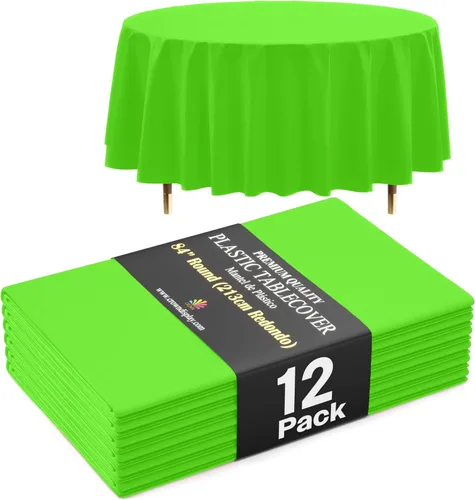 Miniatura 46 de Exquisite 66% Thicker Premium Aqua Round Tablecloth 0.5 Mil 6 Pack Plastic Table Cloth Disposable 84 Inch Round Plastic Tablecloth Won't Tear Easily