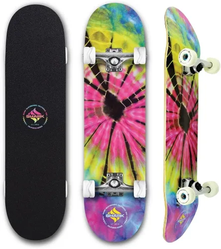 Miniatura 3 de Shark Wheel Patineta de calle, patineta completa con ruedas de tiburón blanco para patinaje de carretera