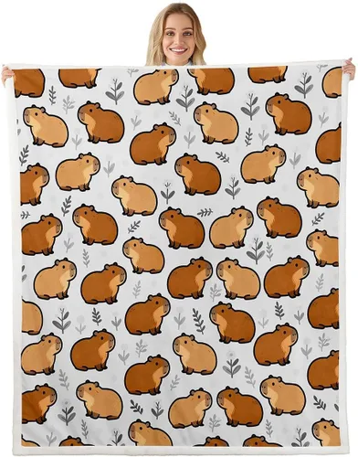 Miniatura 26 de Erosebridal Funny Capybaras Blanket Capybara Lover Gifts Cute Fleece Blanket for Kids Girls Boys, Capybara Decorations Blankets 40"x50", Kawaii
