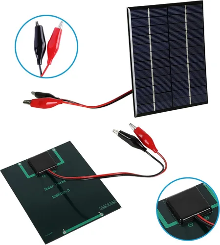 Miniatura 2 de 2pcs Panel Solar 2W 12V DIY Batería Cargador Solar Tablero + Clip Tigre Negro X 2