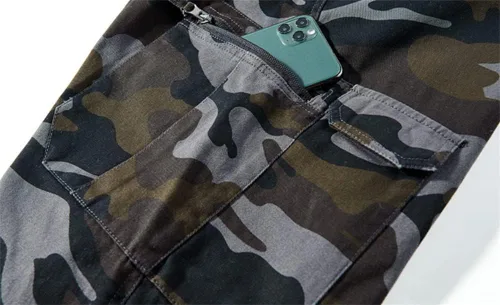 Miniatura 4 de EAEAO Pantalones cortos cargo de camuflaje para hombre de ajuste relajado con múltiples bolsillos de algodón